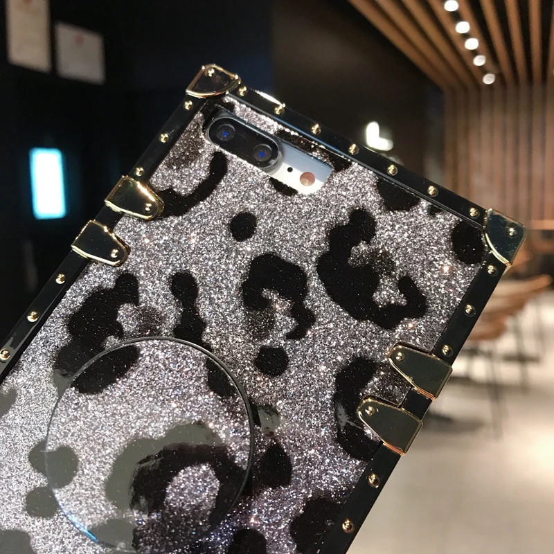 Роскошный квадратный леопардовый чехол-подставка для телефона GYPHCA iPhone X XS XR XSMAX