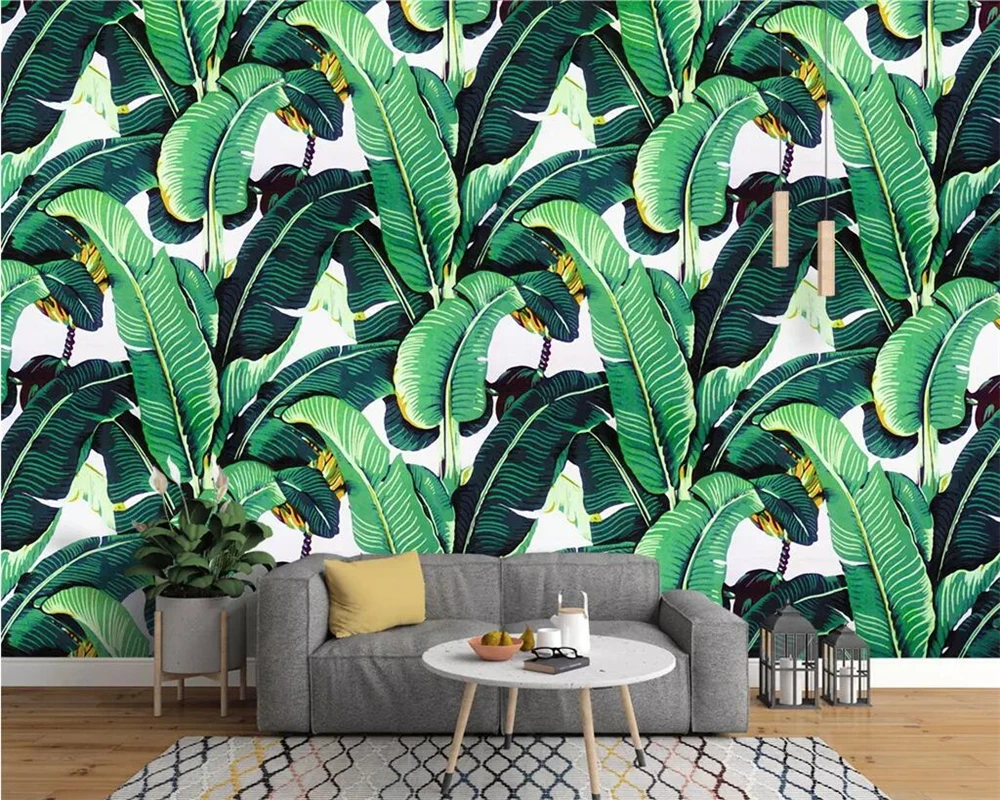 Beibehang Custom wallpaper European retro hand-painted rainforest plant banana leaf garden mural TV background wall 3d wallpaper
Beibehang Custom wallpaper European retro hand-painted rainforest plant banana leaf garden mural TV background wall 3d wallpaper