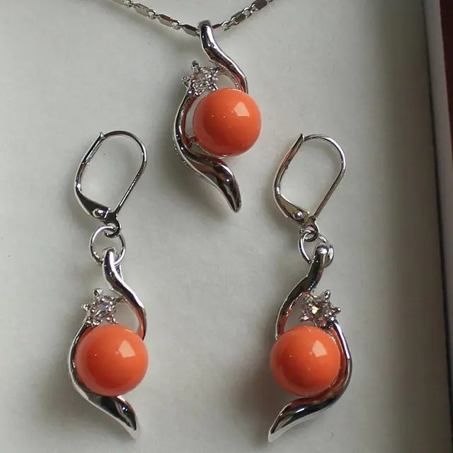 real Women's Wedding perfect match beautiful jewelry set 10mm orange shell pearl pendant -jewelry
real Women's Wedding perfect match beautiful jewelry set 10mm orange shell pearl pendant -jewelry