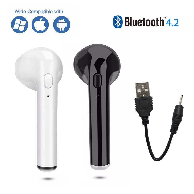 Фото I7 i7s TWS Bluetooth гарнитура Мини Беспроводная Наушники с микрофоном для всех(China)