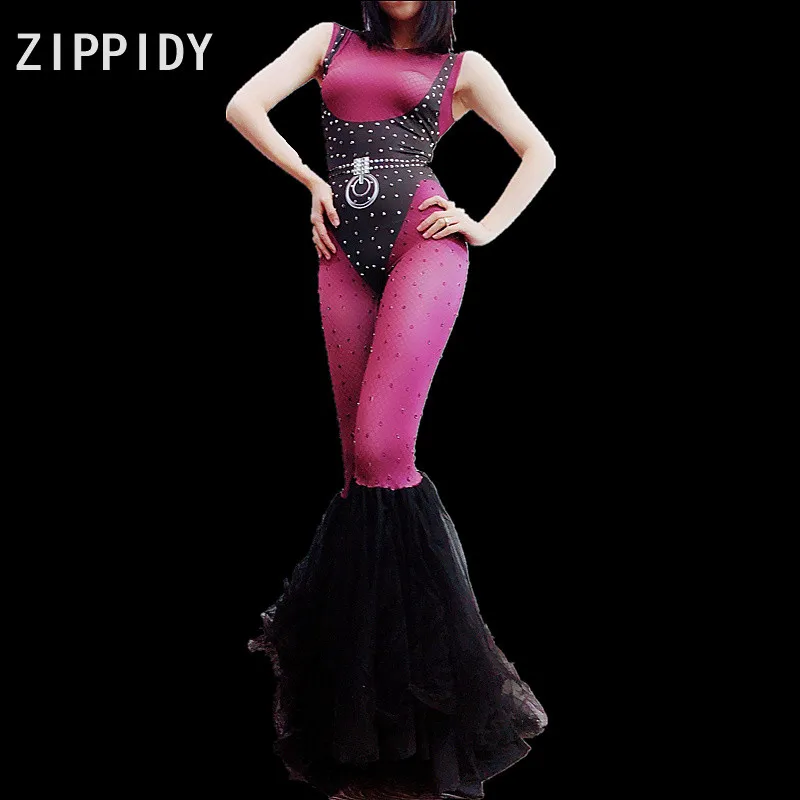 Fashion Black Purple Rhinestones Spandex Jumpsuit big Leggings Bar Dancer Show Bodysuit Nightclub Women Singer Clothes
Fashion Black Purple Rhinestones Spandex Jumpsuit big Leggings Bar Dancer Show Bodysuit Nightclub Women Singer Clothes