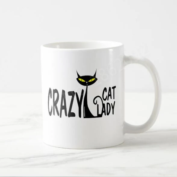 Горячая сумасшедшая кошачья леди молочная кофейная кружка чайная чашка черная