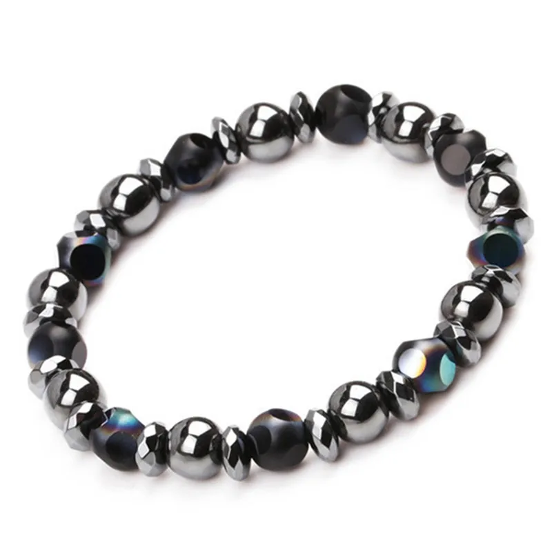 Black 6.5cm Cool Magnetic Bracelet Beads Hematite Stone Therapy Health Care Magnet Men's Jewelry | Украшения и аксессуары