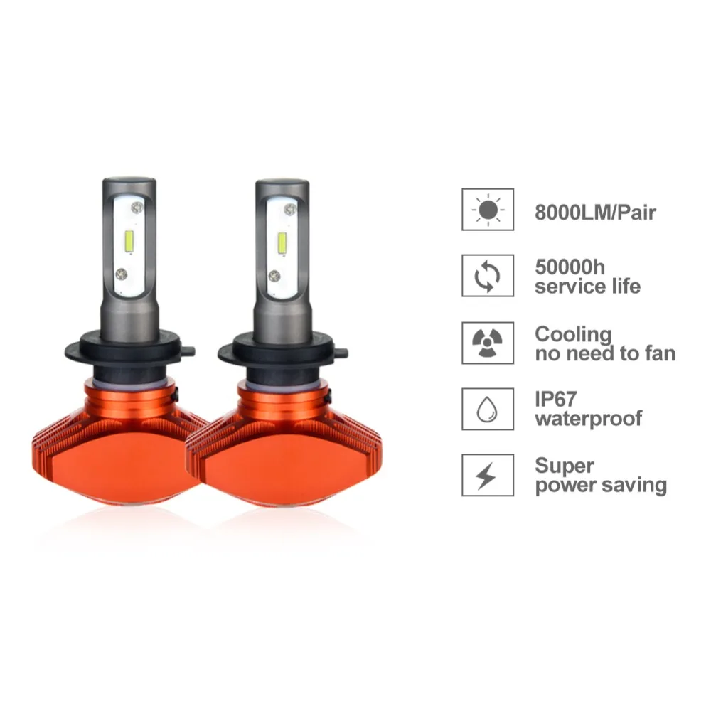 Aceersun 1 шт. светодиодный H4 H7 H8 H11 H9 9005 9006 H1 HB3 HB4 9012 Автомобильная фара без вентилятора