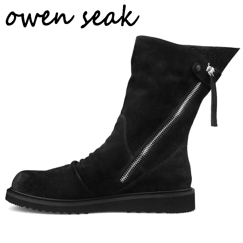 Owen Seak Men Boots Cow Suede High-TOP Luxury Trainers Winter Snow Plush Boots Casual Zip Flats Shoes Black Sneakers
Owen Seak Men Boots Cow Suede High-TOP Luxury Trainers Winter Snow Plush Boots Casual Zip Flats Shoes Black Sneakers