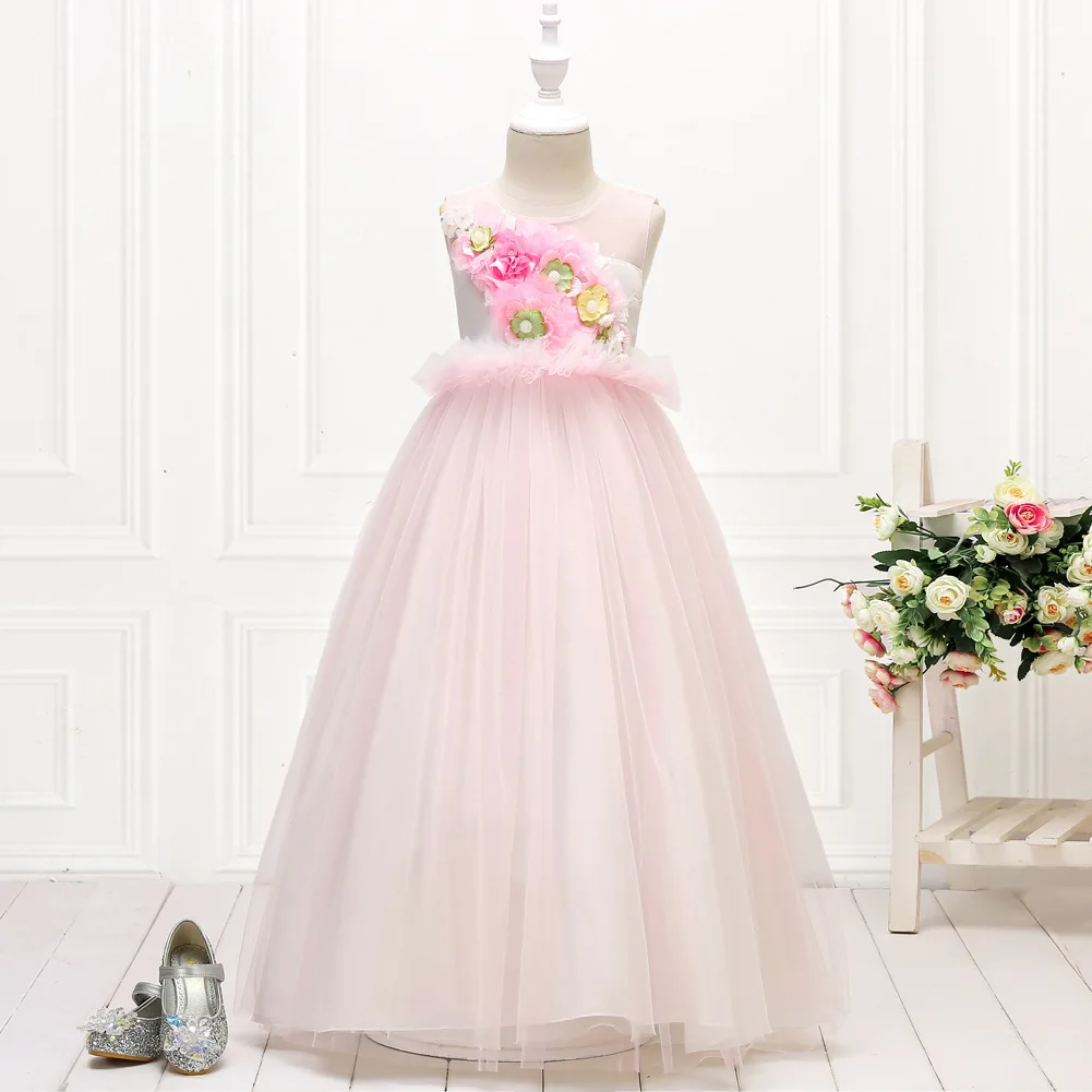 Small Girl Tutu Flower Petals Bow Bridal Dress Performance Clothing Casual Summer Floral Sundress Show School | Свадьбы и торжества
