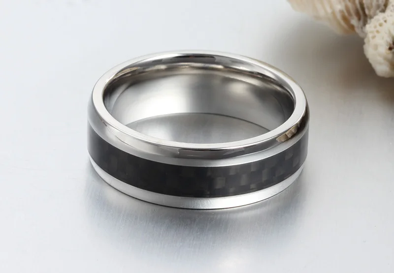 Vnox fashion men ring carbon fiber jewelry stainless steel rings for man classic christmas gifts | Украшения и аксессуары