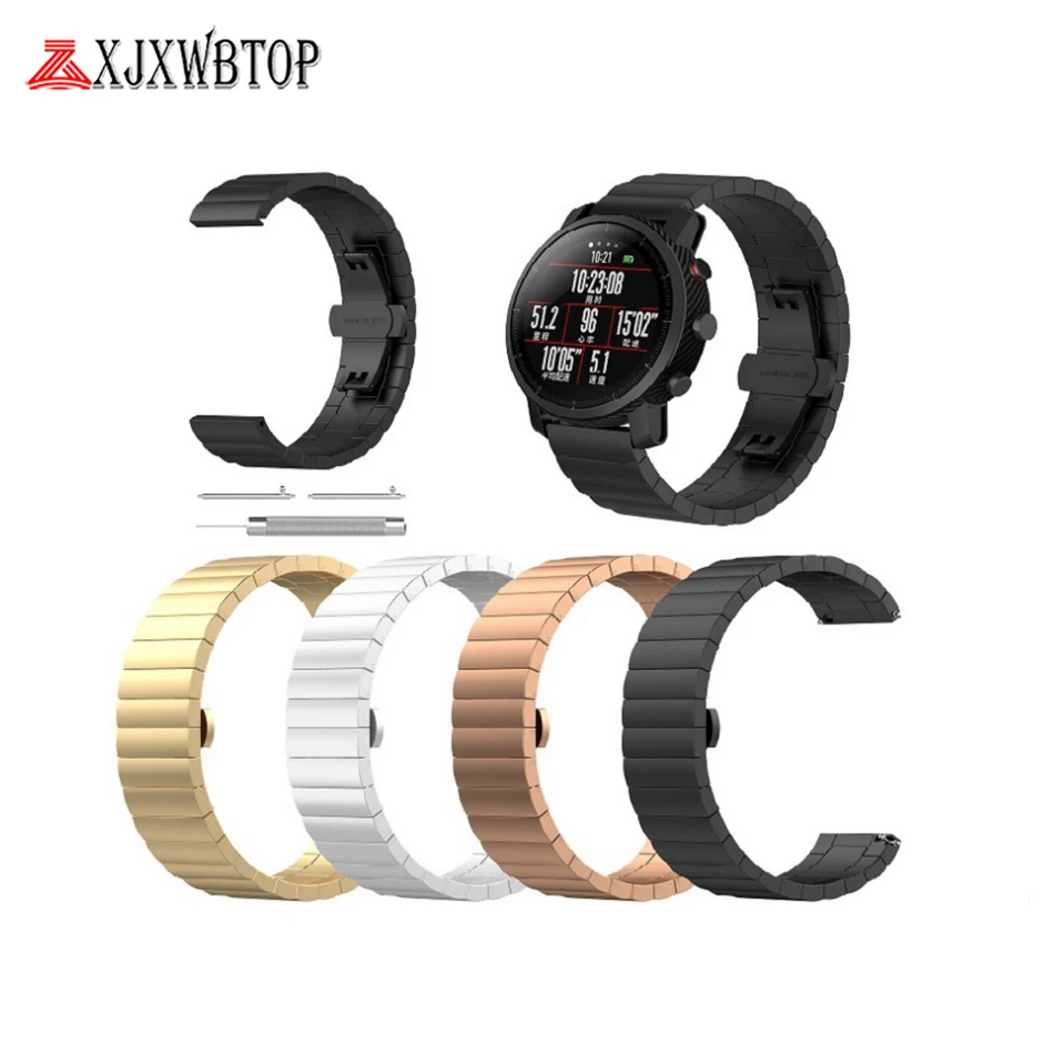 Ремешок металлический из нержавеющей стали для Xiaomi Huami AMAZFIT Pace Stratos 2 2S, браслет для наручных часов, 22 см, для Samsung Gear S3 Pebble Time
Ремешок металлический из нержавеющей стали для Xiaomi Huami AMAZFIT Pace Stratos 2 2S, браслет для наручных часов, 22 см, для Samsung Gear S3 Pebble Time