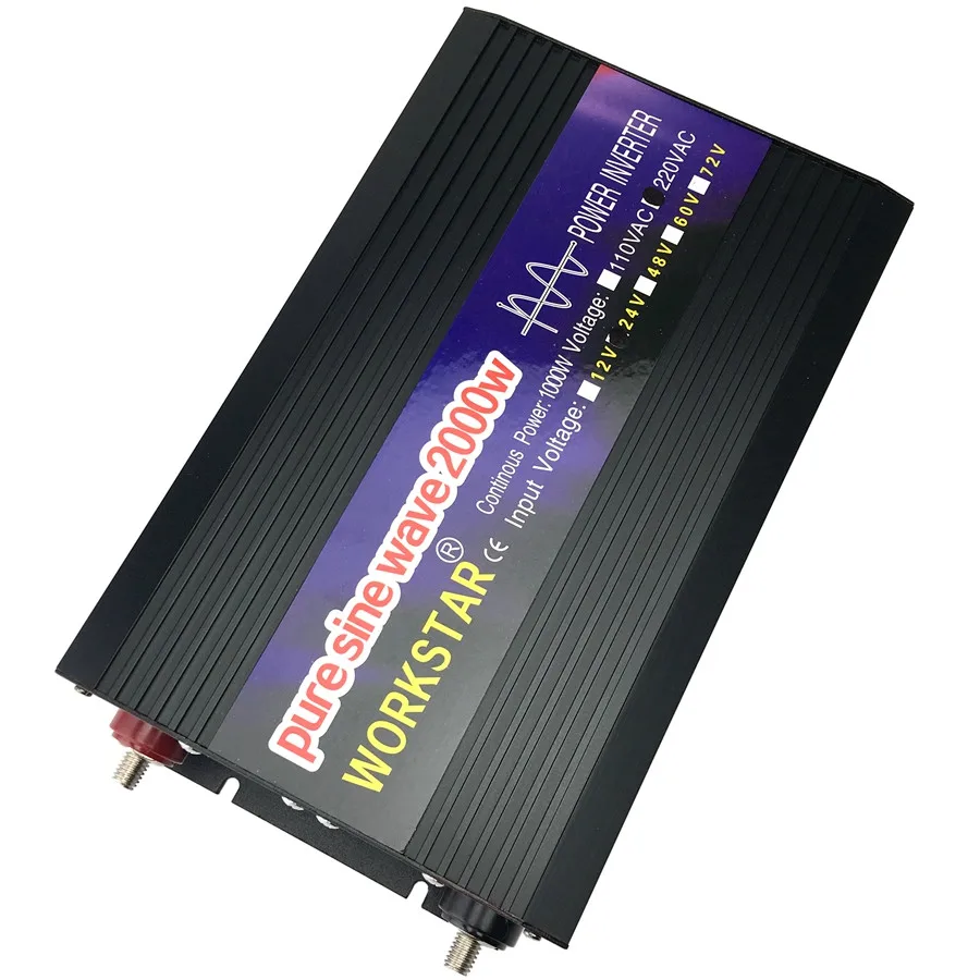 WORKSTAR Peak 2000W Pure Sine Wave OFF Grid DC/AC Inverter DC12V/24V to AC220V 50HZ/60HZ Power Inverter for Solar System
WORKSTAR Peak 2000W Pure Sine Wave OFF Grid DC/AC Inverter DC12V/24V to AC220V 50HZ/60HZ Power Inverter for Solar System