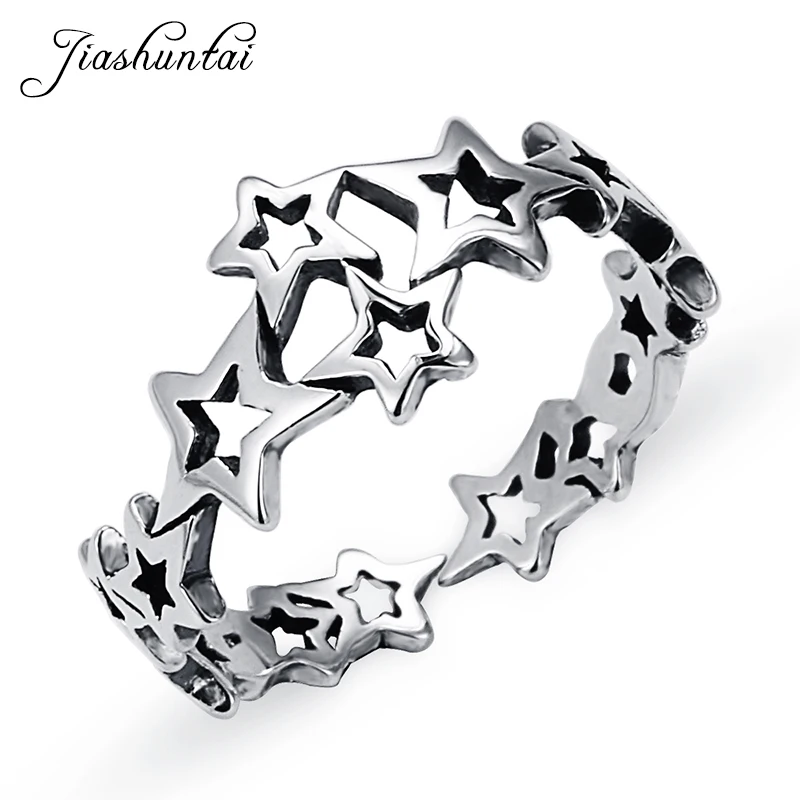

JIASHUNTAI Trendy Star Finger Rings for Women Wedding 100% 925 Sterling Silver Jewelry Handmade Open Ring For Lover Best Gifts