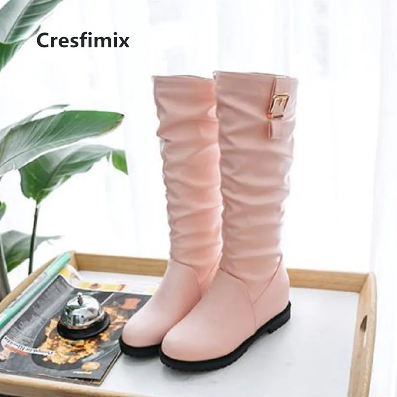 Cresfimix botas femininas women cute sweet pink long boots female comfortable autumn boots lady pu leather black boots b3077
Cresfimix botas femininas women cute sweet pink long boots female comfortable autumn boots lady pu leather black boots b3077