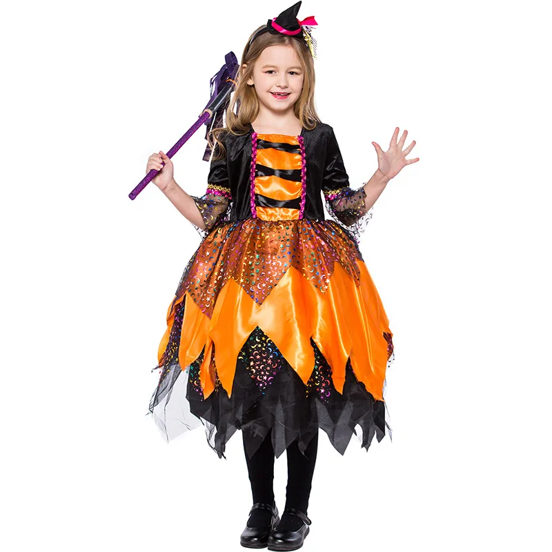 M-XL disfraces Girls Halloween Witch Costumes Children Sorceress Cosplay Kids Thanksgiving Day Pumpkin skirt Masquerade dress
M-XL disfraces Girls Halloween Witch Costumes Children Sorceress Cosplay Kids Thanksgiving Day Pumpkin skirt Masquerade dress