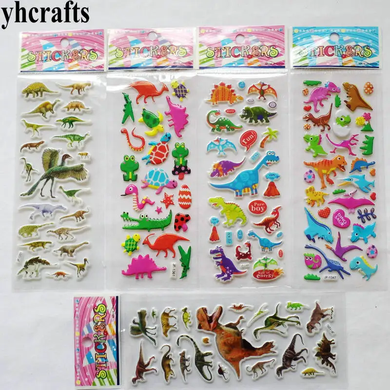 100Sheets(2400PCS stickers) /LOT.Removable jurassic dinosaur pvc sponge stickers Classic toys Promotion Fridge OEM | Игрушки и хобби