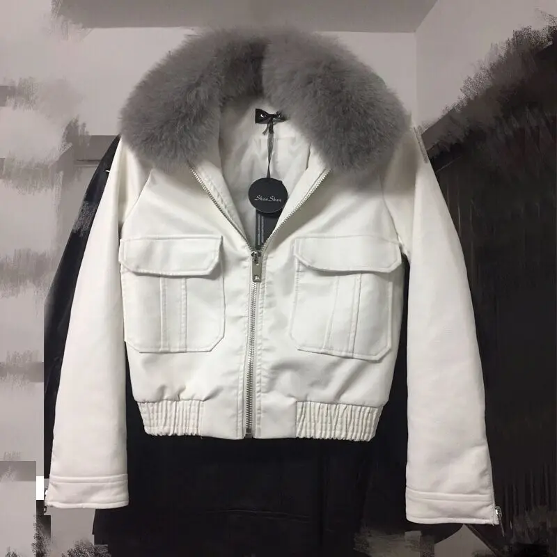 2018 Hot Women Winter Warm Faux Leather Jackets with Really Fur Collar Lady White Black Motorcycle & Biker Outerwear Coats
2018 Hot Women Winter Warm Faux Leather Jackets with Really Fur Collar Lady White Black Motorcycle & Biker Outerwear Coats