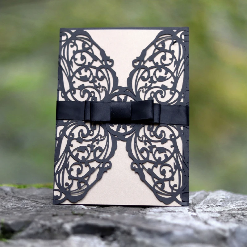 (100 pieces/lot) Personalized Print Laser Cut Black Invitation Cards Lace Engagement Birthday Invitations With Ribbon IC118
(100 pieces/lot) Personalized Print Laser Cut Black Invitation Cards Lace Engagement Birthday Invitations With Ribbon IC118