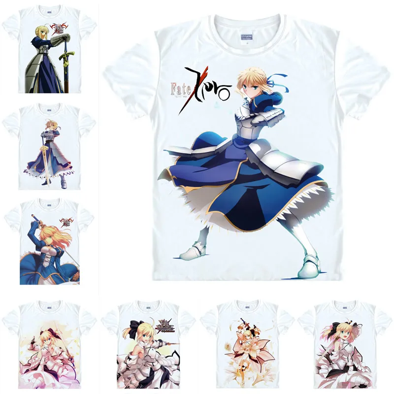 Фото Футболка Coolprint с аниме Fate Hollow Ataraxia футболки коротким рукавом принтом саблей Arturia