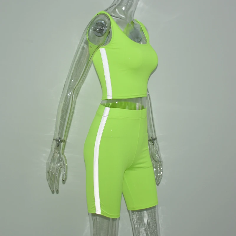Lumbar sexy vest high waist tight shorts street reflective strip suit female Women Sets
Lumbar sexy vest high waist tight shorts street reflective strip suit female Women Sets