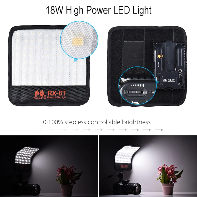 Falcon Eyes 18W Mini Daylight 5600K LED Fotografia Lighting Waterproof Led Video Photo Lamp On Camera Portable Flexible RX-8T
Falcon Eyes 18W Mini Daylight 5600K LED Fotografia Lighting Waterproof Led Video Photo Lamp On Camera Portable Flexible RX-8T