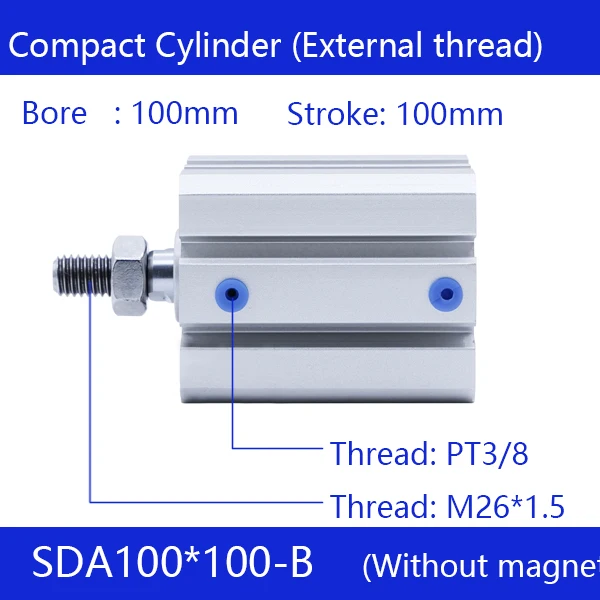 SDA100*100-B Free shipping 100mm Bore 100mm Stroke External thread Compact Air Cylinders Dual Action Air Pneumatic Cylinder
SDA100*100-B Free shipping 100mm Bore 100mm Stroke External thread Compact Air Cylinders Dual Action Air Pneumatic Cylinder