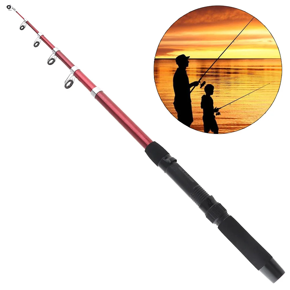 2.1m Fiberglass Telescopic Fishing Rod Sea Pole Travel Rock Casting Rods | Спорт и развлечения
