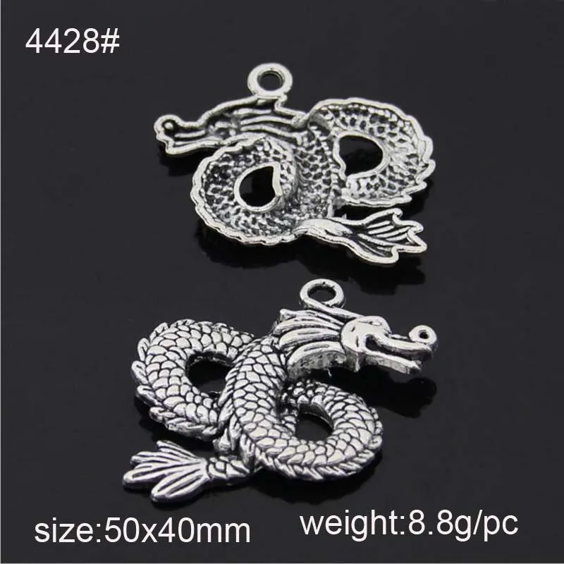 Hot selling 20 Pieces/Lot 40mm*50mm Antique Silver Plated Metal Animal Dragon Charm Pandent For Jewelry Making
Hot selling 20 Pieces/Lot 40mm*50mm Antique Silver Plated Metal Animal Dragon Charm Pandent For Jewelry Making