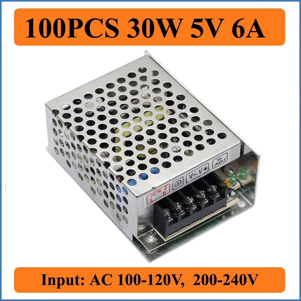 100PCS 30W 5V 6A Switching Power Supply Voltage Transformer Driver for LED Strip AC 100-240V Input to DC 5V 6A
100PCS 30W 5V 6A Switching Power Supply Voltage Transformer Driver for LED Strip AC 100-240V Input to DC 5V 6A