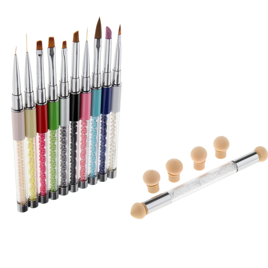 10Pcs Nail UV Gel Painting Drawing Carving Brush with 1pc Dual Head Sponge Brush Gradient Shading Blooming Dotting Tool
10Pcs Nail UV Gel Painting Drawing Carving Brush with 1pc Dual Head Sponge Brush Gradient Shading Blooming Dotting Tool