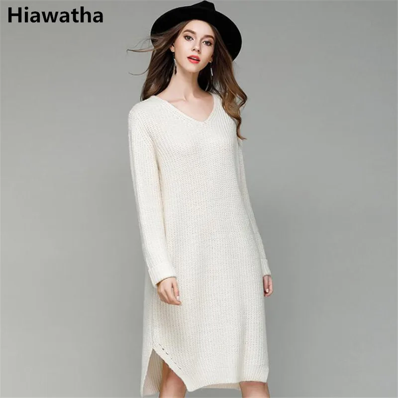 Hiawatha Loose Plus Size Knitted Dress Women V-Neck Long Sleeve Knee-Length Dresses Casual Female Sweater Vestidos L8153
Hiawatha Loose Plus Size Knitted Dress Women V-Neck Long Sleeve Knee-Length Dresses Casual Female Sweater Vestidos L8153