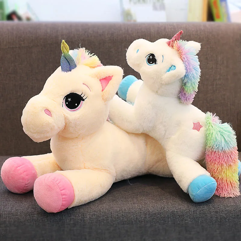 40/60cm Big Plush Unicorn Stuffed Animals Soft Horse Pony Pillow Cute Toy Baby Sleep Graduation Gift for Children | Игрушки и хобби