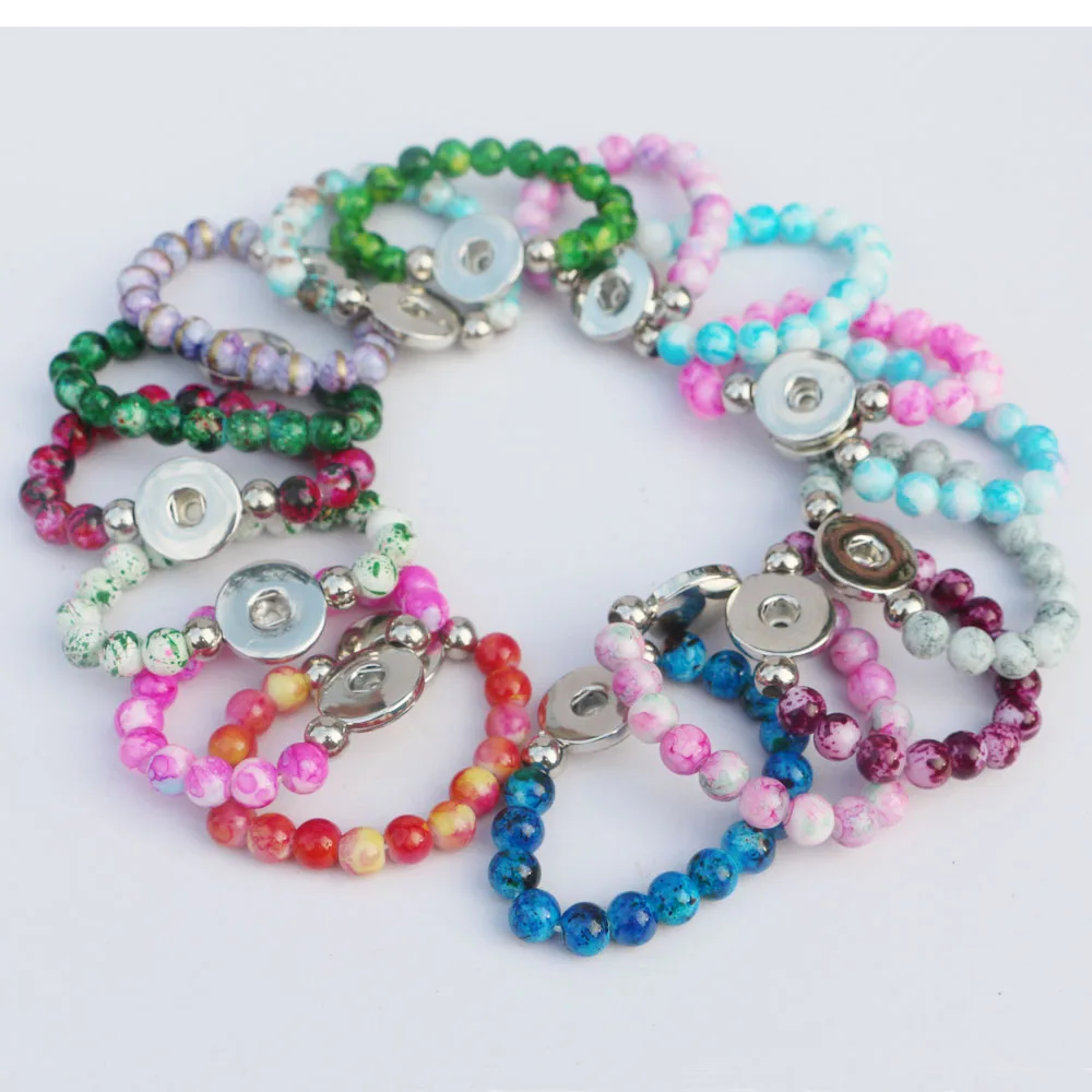 16Colors to choose! 12pcs Children Bracelets Colorful 8mm Glass Beads 18mm Diy Snap Button Bracelets Length 15cm For Kids
16Colors to choose! 12pcs Children Bracelets Colorful 8mm Glass Beads 18mm Diy Snap Button Bracelets Length 15cm For Kids