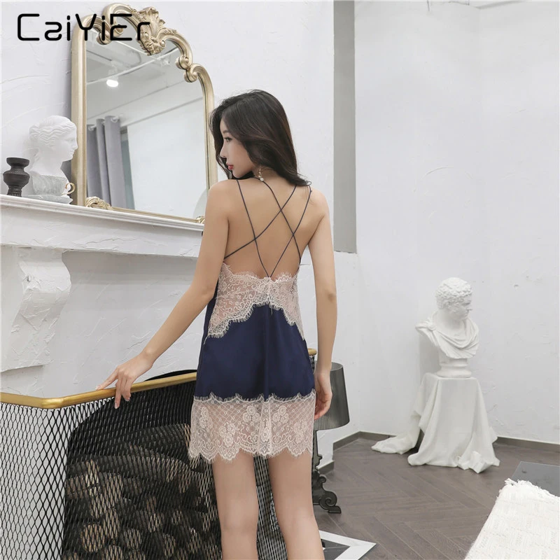 Caiyier Lace Sleepshirt Women Cross Sling Sleepwear Sexy Lingerie Sleeveless Nightgown Deep V-Neck Backless Summer Ladies Dress
Caiyier Lace Sleepshirt Women Cross Sling Sleepwear Sexy Lingerie Sleeveless Nightgown Deep V-Neck Backless Summer Ladies Dress