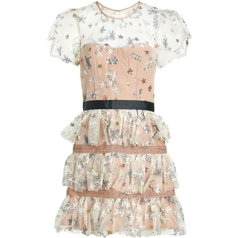Self Portrait Dress 2018 Women Summer O-neck Short Sleeve Mesh Floral Embroidery Ball Gown Dress Short Elagant Slim Party Dress
Self Portrait Dress 2018 Women Summer O-neck Short Sleeve Mesh Floral Embroidery Ball Gown Dress Short Elagant Slim Party Dress