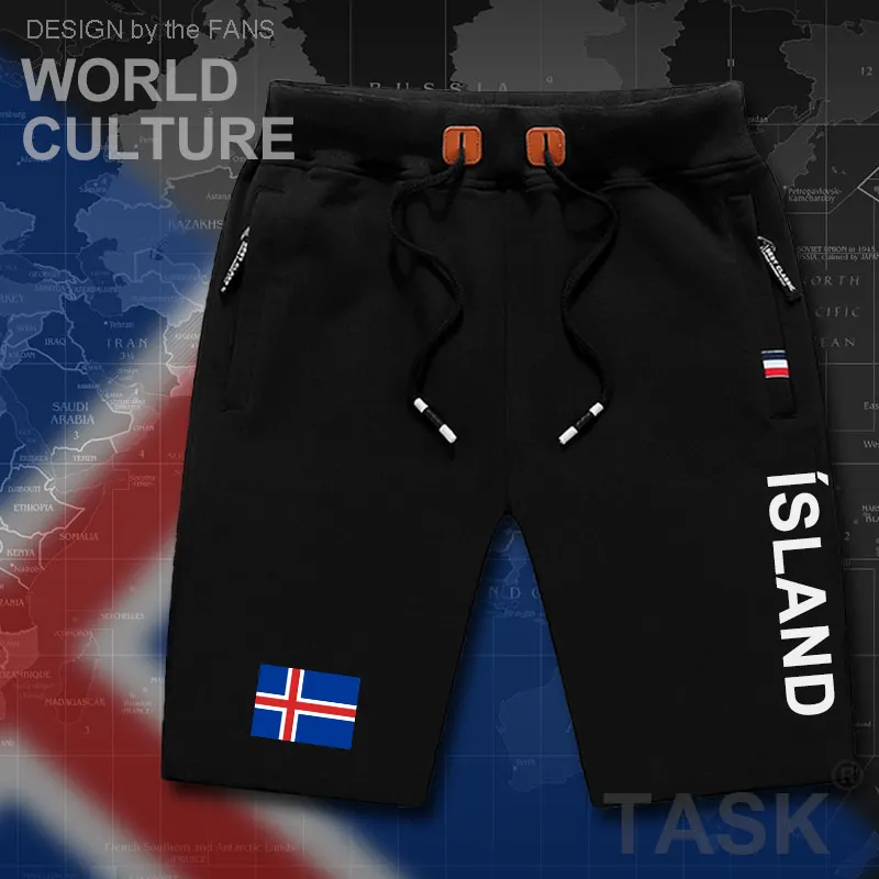 Фото Исландские мужские пляжные шорты с флагом для тренировок на молнии карманом