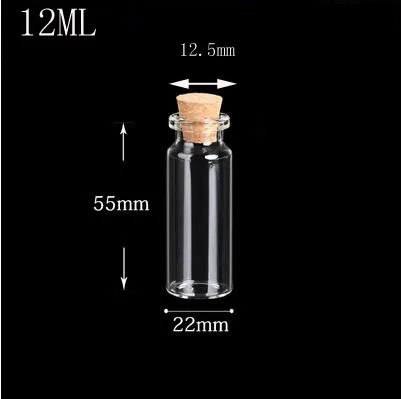 

10pcs 22*55mm Small transparent Empty Wishing Glass bottle Drifting Bottle Message Vial With Cork Stopper Vials Jars Containers