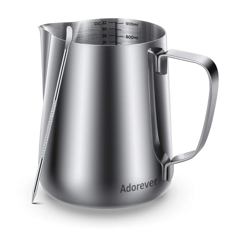 Milk Jug, 900ml Handheld Coffee Creamer Milk Frothing Pitcher Jug Cup With Measurement Mark And Latte Art Pen, Milk Pitcher Ju
Milk Jug, 900ml Handheld Coffee Creamer Milk Frothing Pitcher Jug Cup With Measurement Mark And Latte Art Pen, Milk Pitcher Ju