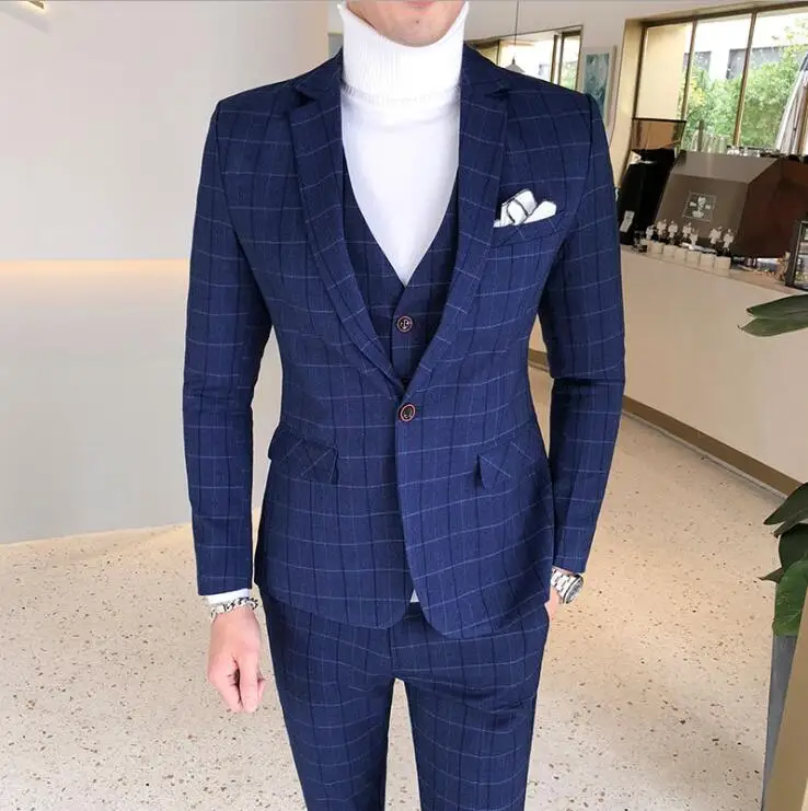 Men Plaid Business Smart Casual Slim Fit Blazer Suits For Men Groomman Wedding Blazers Suits Plus Size S-5XL (Jacket+Pants+Vest) 
Men Plaid Business Smart Casual Slim Fit Blazer Suits For Men Groomman Wedding Blazers Suits Plus Size S-5XL (Jacket+Pants+Vest)