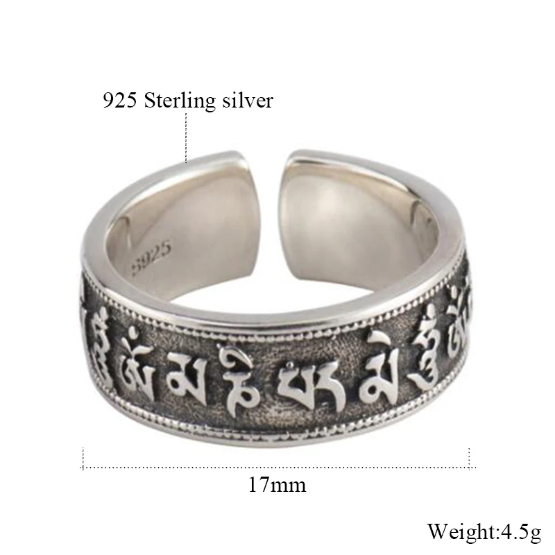 925 Sterling Silver Ring Buddha 100% Real S925 Thai Silver Six words of mantra Rings for Women Jewelry Adjustable Size
925 Sterling Silver Ring Buddha 100% Real S925 Thai Silver Six words of mantra Rings for Women Jewelry Adjustable Size