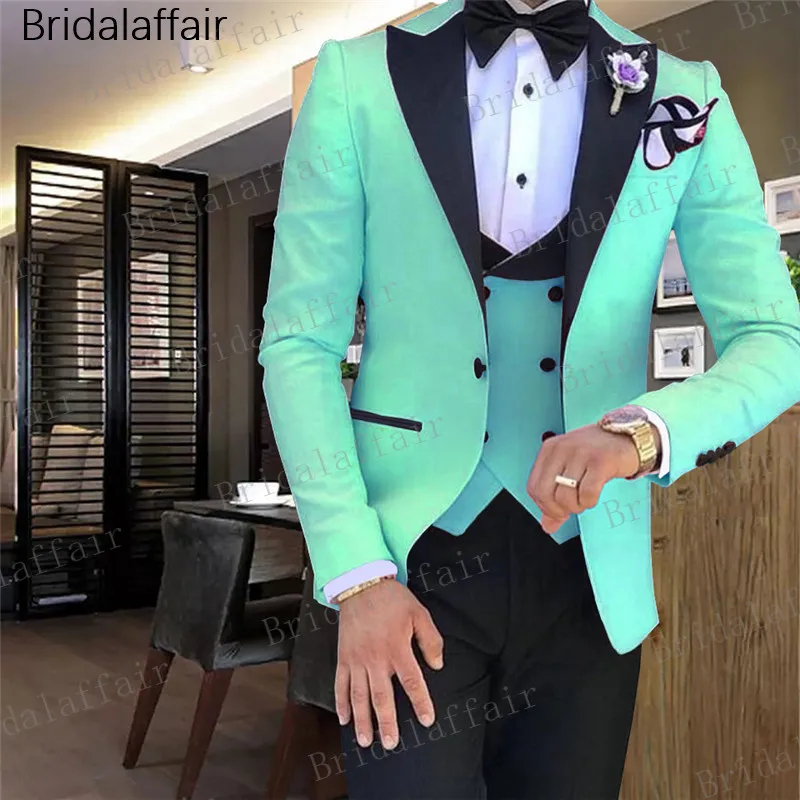 Gwenhwyfar Custom Made Mint Green Peaked Lapel Men's Suit Set Formal Wedding Prom Groom Tuxedo 3 Pieces Suit (Jacket+Pants+Vest)
Gwenhwyfar Custom Made Mint Green Peaked Lapel Men's Suit Set Formal Wedding Prom Groom Tuxedo 3 Pieces Suit (Jacket+Pants+Vest)
