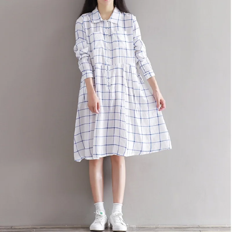 New vintage Autumn Sweet Women lattice Dress Turn-Down Collar Long Sleeve Loose Female Robe Cotton Linen Mori Girl Casual Dresse
New vintage Autumn Sweet Women lattice Dress Turn-Down Collar Long Sleeve Loose Female Robe Cotton Linen Mori Girl Casual Dresse