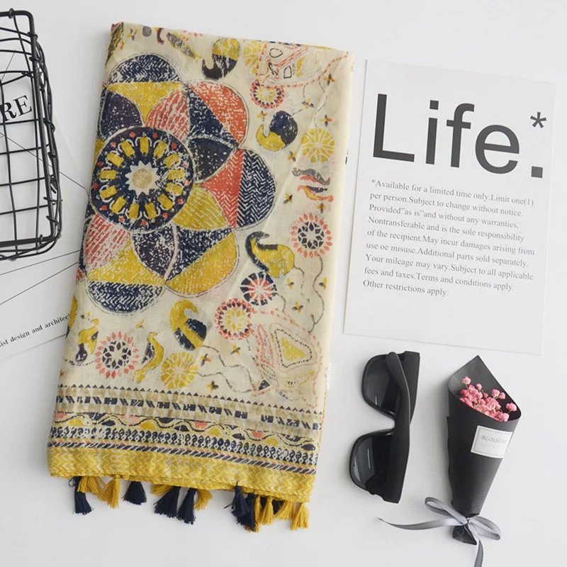Ethnic Style Big Size 100*190cm Yellow Flower Cotton Polyester Autumn Bandana Scarf Women Foulard Tassel Shawl&Wrap Hijab HY78
Ethnic Style Big Size 100*190cm Yellow Flower Cotton Polyester Autumn Bandana Scarf Women Foulard Tassel Shawl&Wrap Hijab HY78