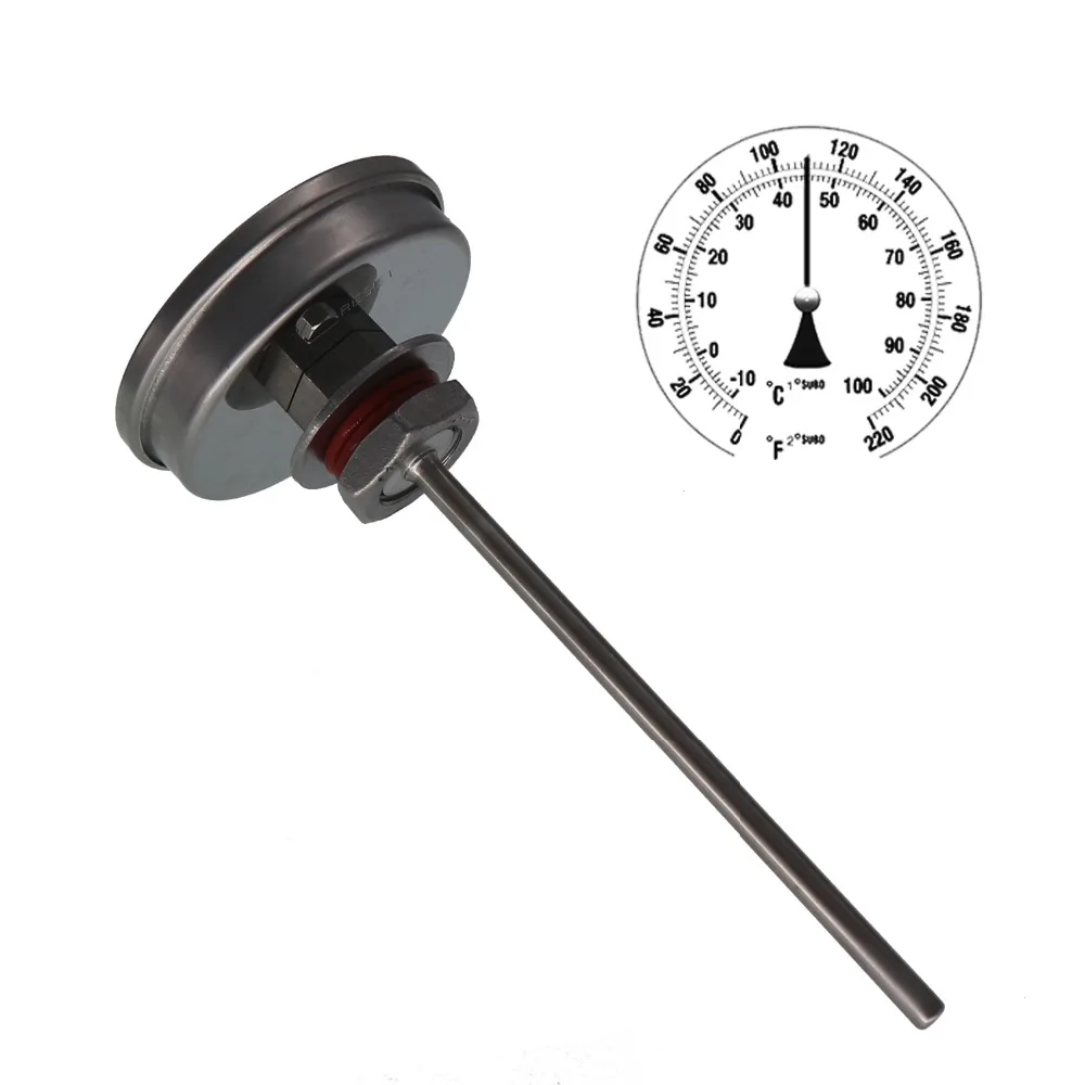 Комплект бессварных биметаллический термометр зонд 3 "Face & 6" 1/2 "MNPT 0 ~ 220F