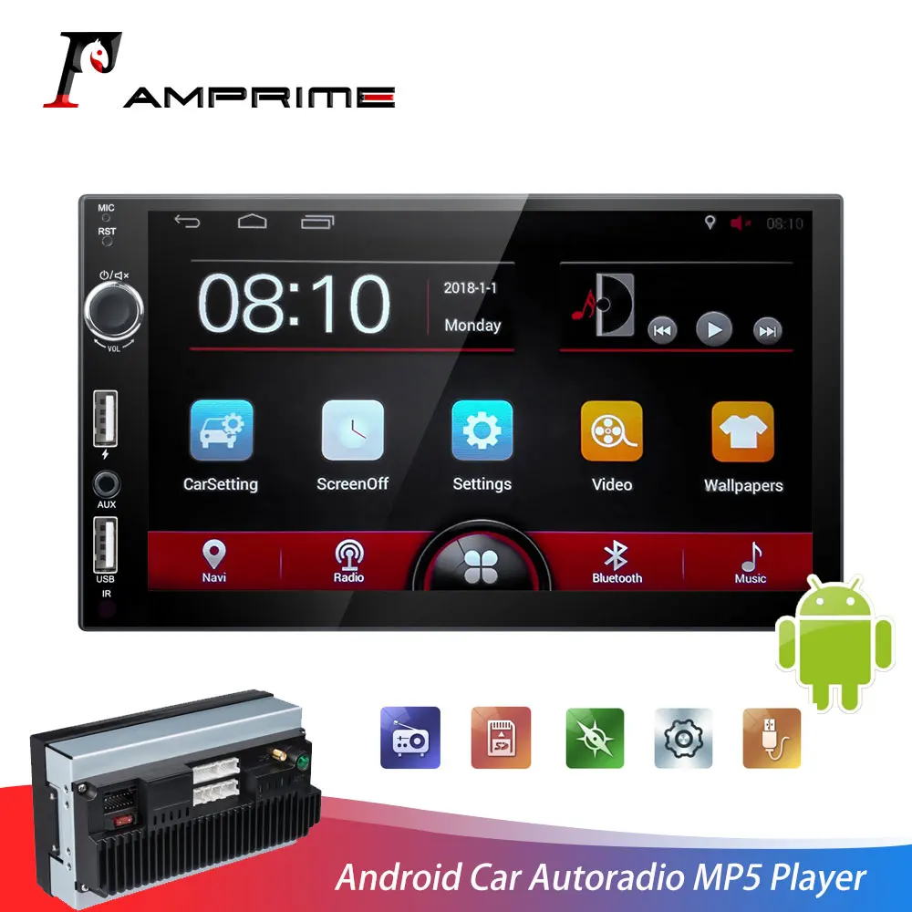 Автомагнитола AMprime на Android MP5 плеер 2 Din 7 "HD сенсорный экран автомобильный