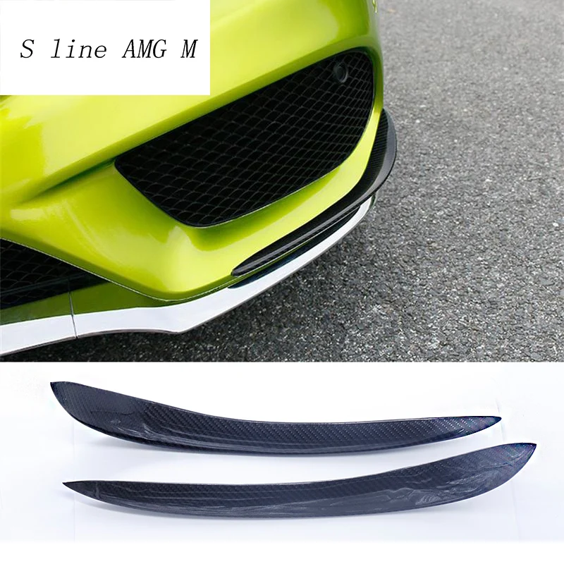 

Car styling fog lamps cover grille slats carbon fiber lights cover decoration strips for Mercedes Benz C Class W205 Accessories