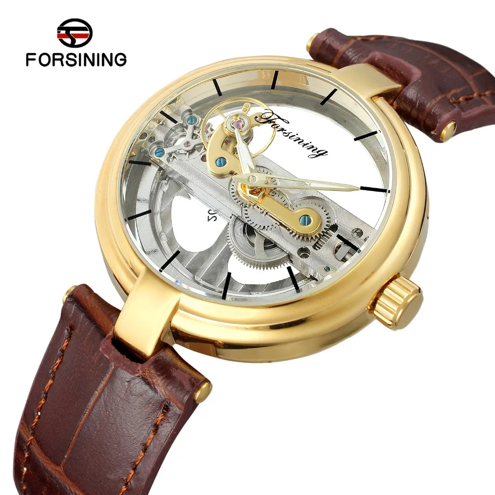 

FORSINING Men's High End Vintage Automatic Movement Popular Unique Style Genuine Leather Strap Skeleton Wristwatch Relojes