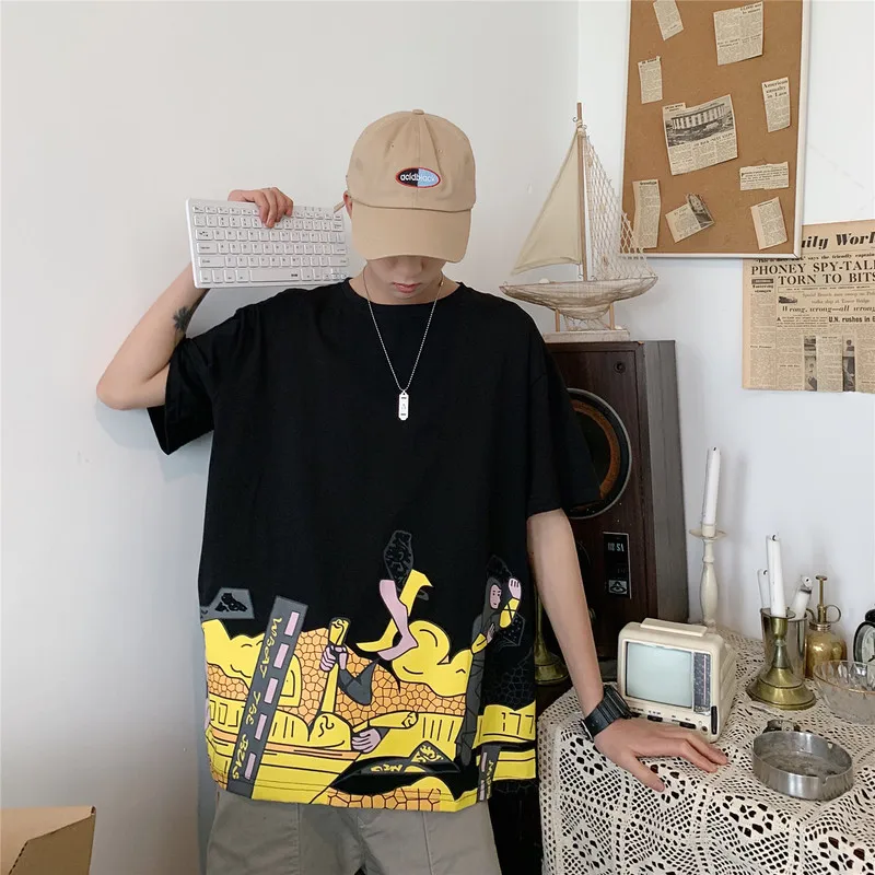 Men's Trend Printing Summer T-shirt Cotton Hip Hop Loose Large Size Short-sleeved Men's T-shirt Casual Fashion Men's Clothing
Men's Trend Printing Summer T-shirt Cotton Hip Hop Loose Large Size Short-sleeved Men's T-shirt Casual Fashion Men's Clothing