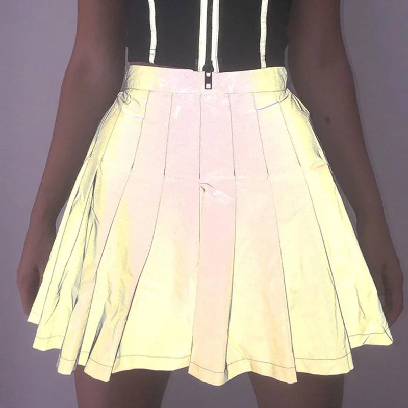 Harajuku 2018 Women Fashion Summer high waist pleated skirt Wind reflective skirt cool girl night version Female mini Skirts
Harajuku 2018 Women Fashion Summer high waist pleated skirt Wind reflective skirt cool girl night version Female mini Skirts