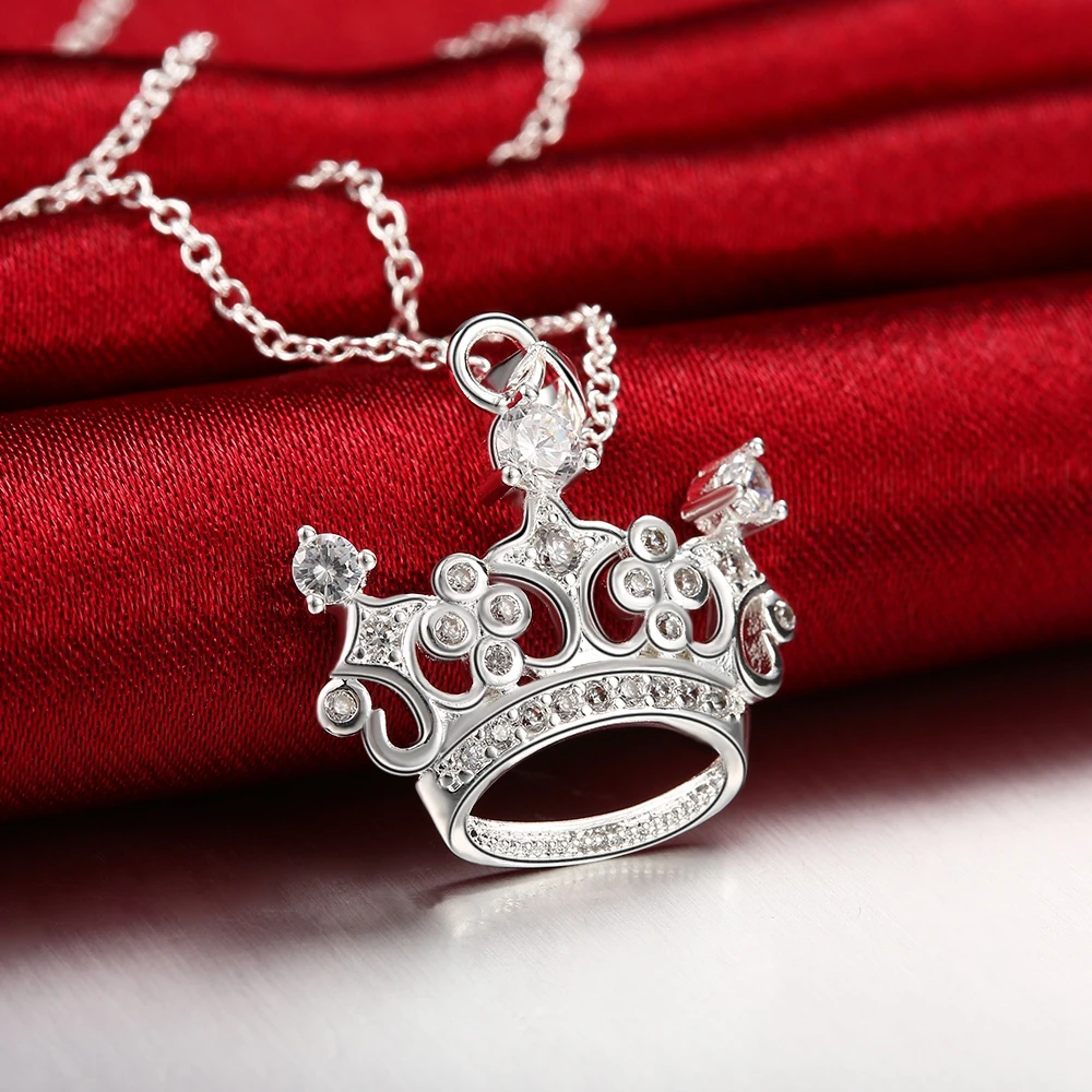 ARUEL Queen King ожерелье с австрийскими кристаллами и короной Европейское серебряное