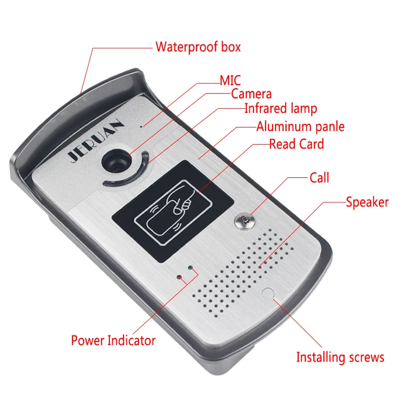 JERUAN домашний дверной звонок 7 дюймов видео домофон система 1 монитор + 700TVL RFID