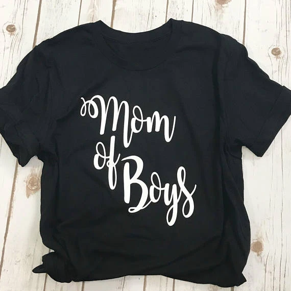 Mom of Boys футболки с рисунком надписью I Love mama принтовые тройники мода от одного года