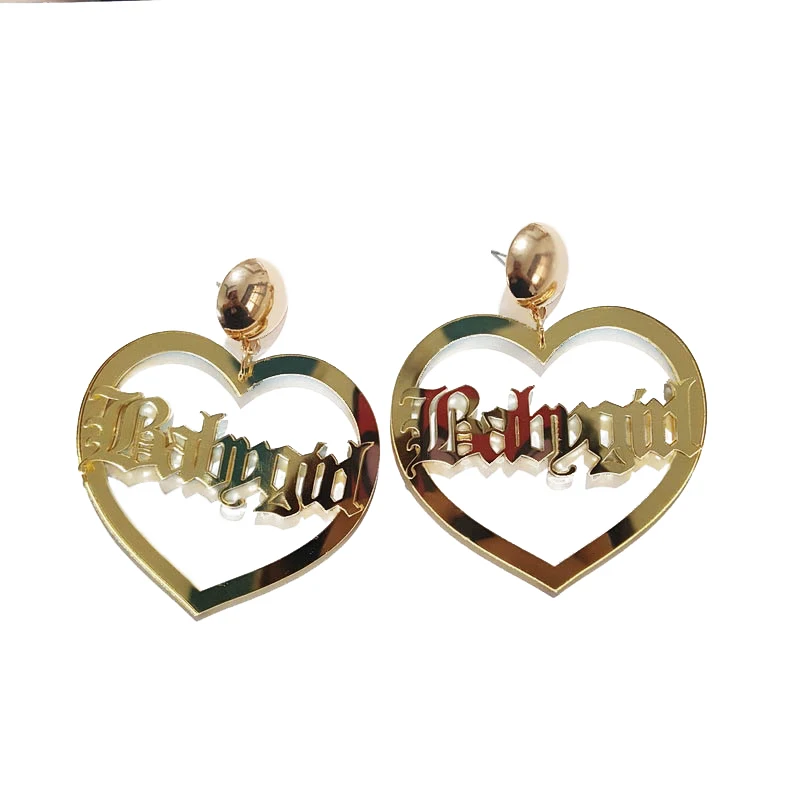 Hot Fashion Gold Color Specular Heart Acrylic Earrings For Women Street style Nightclub Letter Trendy Big Drop Earrings E18050
Hot Fashion Gold Color Specular Heart Acrylic Earrings For Women Street style Nightclub Letter Trendy Big Drop Earrings E18050
